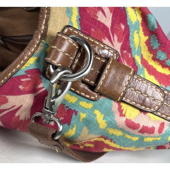 Fossil Fabric and Leather Geometric Floral Print Satchel Shoulder Bag - Picture 12 of 16